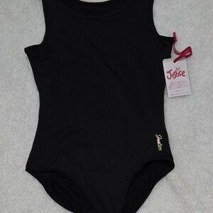 Girls Justice Black Keyhole Back Tag Less One Piece Gymnastic Dance Leotard NEW